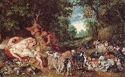 Peter Paul Rubens Nymphen Satyrn und Hunde painting